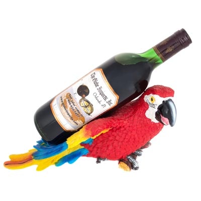 12 1/2 Inches Long Decorative Parrot and Bottle Holder