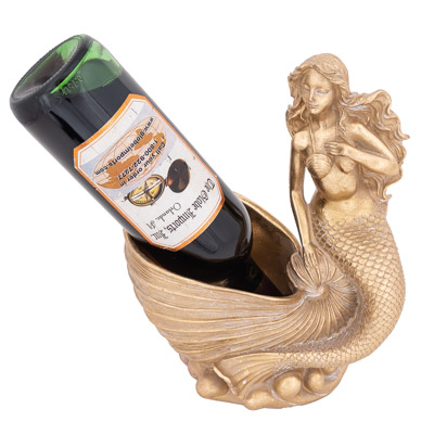 10 1/2 Inches High Mermaid and Sea Shell Bottle Holder