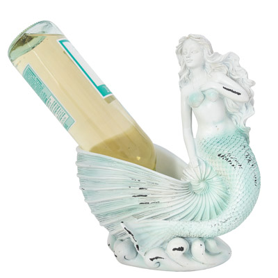 10 1/2 Inches High Mermaid and Sea Shell Bottle Holder