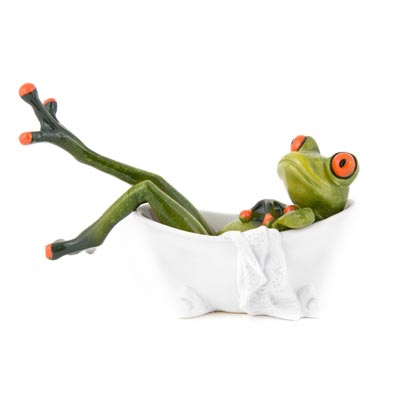 Frog in Bath Tub Figurine