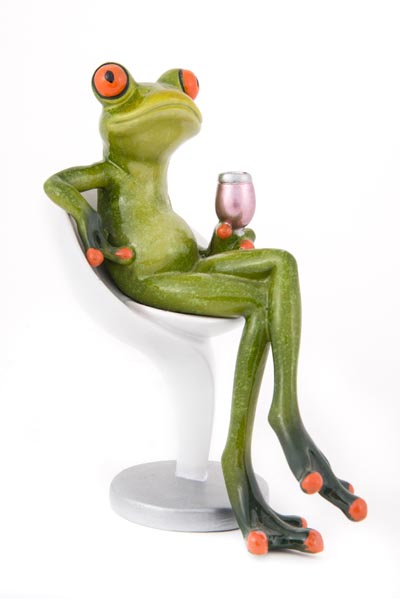 Frog on Chair with a Glass of Wine
