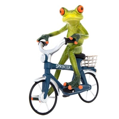 6 1/2" High x 6" Wide Frog Riding a Bicycle