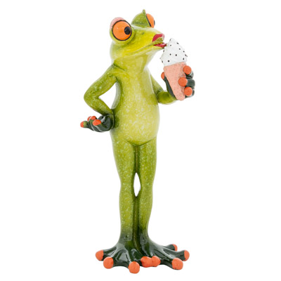 6 1/4 Inches High Lady Frog Eating Ice Cream