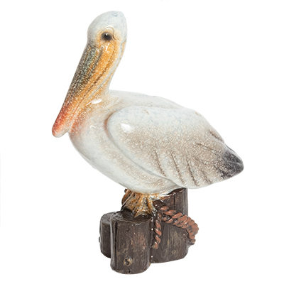 3 3/4 Inches High White Pelican on Post Figurine