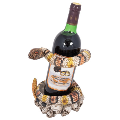 8 Inches High x 8 Inches Wide Rattlesnake and Skulls Wine Bottle Holder