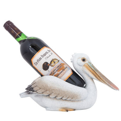 11 3/4 Inches Wide White Pelican Wine Bottle Holder