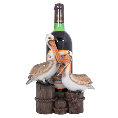 8 Inches High Brown Pelicans Bottle Stand