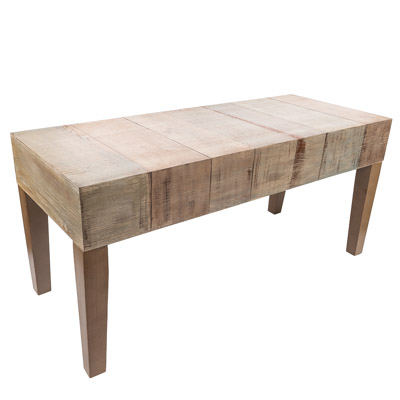 18 Inches High x 39 Inches Wide x 16 Inches Deep Wooden Planks Design Muted Bench