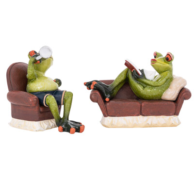 6 Inches Long & 4 1/2 Inches High Assorted Relaxing Frog Figurine