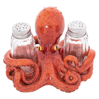 6 Inches Wide Red Octopus Salt & Pepper Set