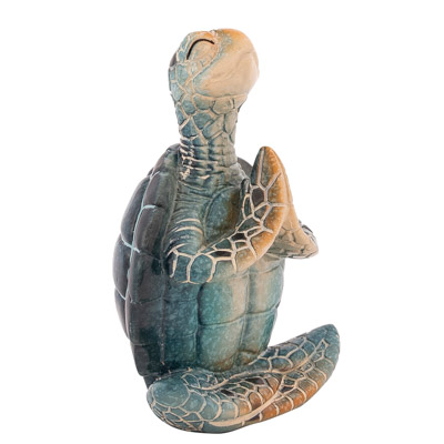 3 1/2 Inches High Blue Yoga Turtle Figurine