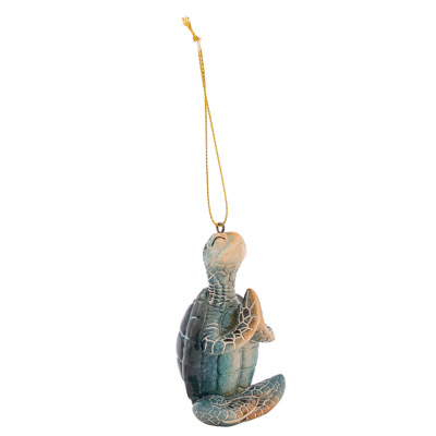 Blue Yoga Turtle Ornament