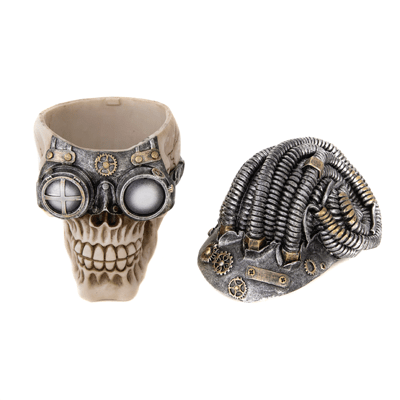 6 3/4 Inches High Steampunk Skull Jar