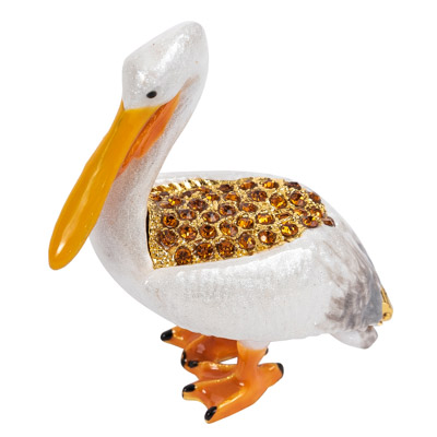 2 3/4 Inches High Bejeweled Pelican Shaped Trinket Box