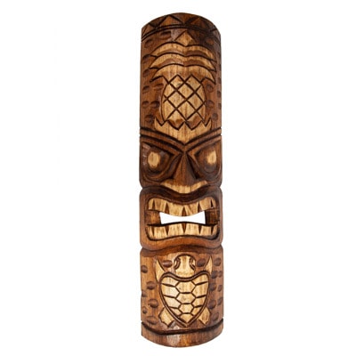 19 Inches Carved Tiki Mask with Island Design