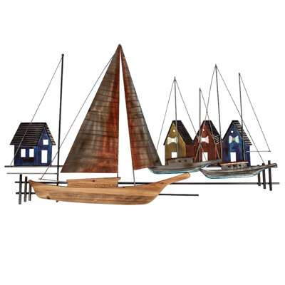 47 1/4 Inches Wide x 30 Inches High Diameter Boat Houses and Sailboats Wall Decor