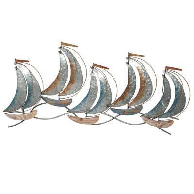 41 1/4 Inches Wide x 19 1/2 Inches High Whimsical Sailboats Wall Decor