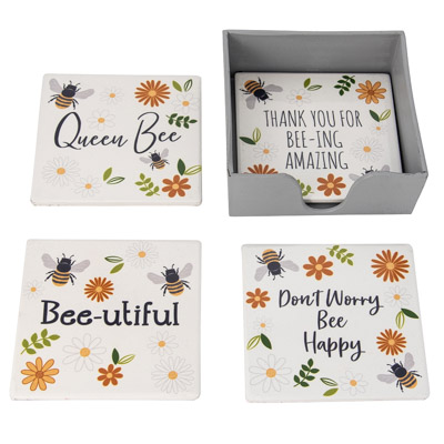 Bees and Flowers Coaster Set