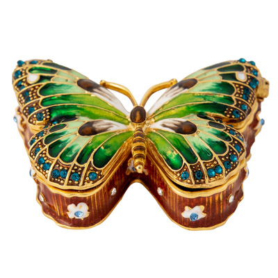 3 Inches Wide Bejeweled Butterfly Shaped Trinket Box
