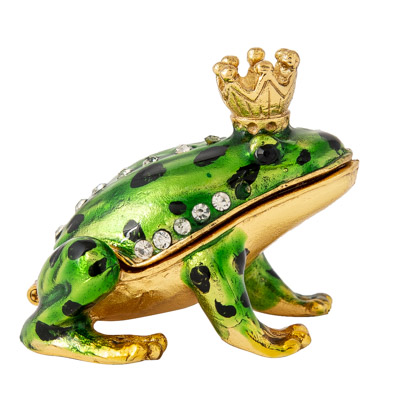 2 Inches Long Bejeweled Frog Prince Trinket Box