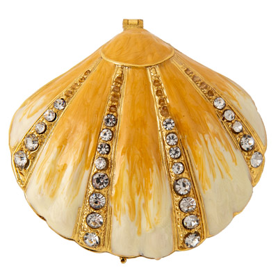 2 1/2 Inches Wide Bejeweled Shell Shaped Trinket Box