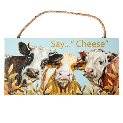 Photogenic Cows Say Cheese Sign