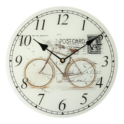 11 3/4 Inches Wide Glass Bicycle Wall Clock