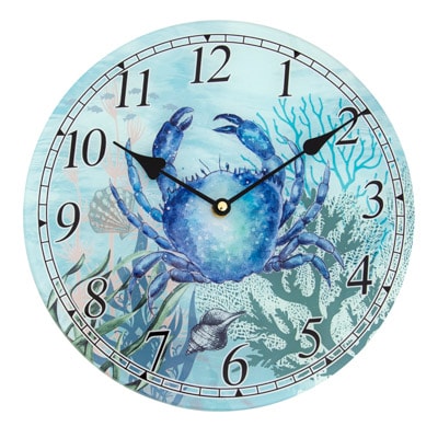Glass Blue Crab Clock