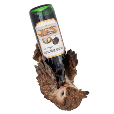 8 Inches Long x 7 Inches High Drinking Owl Wine Bottle Holder