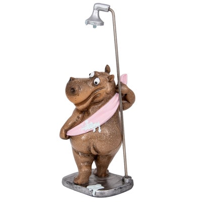 Showering Hippo Figurine