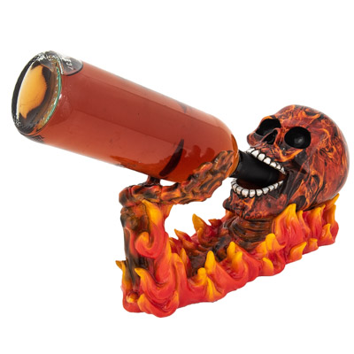 Flaming Skull Wine Bottle Holder
