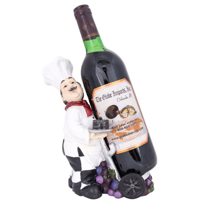 9 Inches High x 7 1/2 Inches Wide Chef and Trolley Wine Bottle Holder