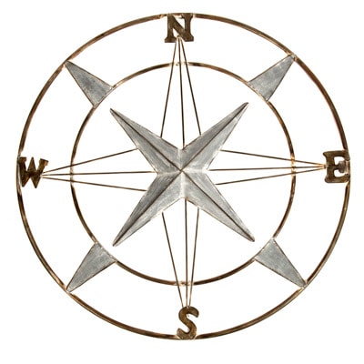 27 3/4 Inches Metal Compass Rose Wall Decor