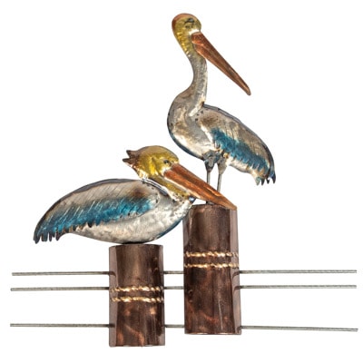 19 1/4 Inches High x 18 3/4 Inches Wide Two Pelicans on Pilons Wall Decor