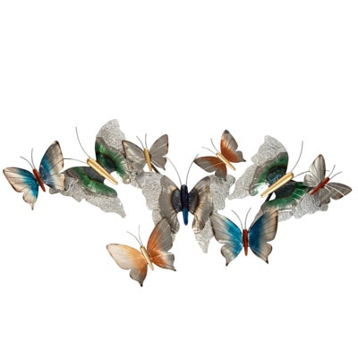 37 Inches Wide x 17 1/2 Inches High Metal Wall Butterfly Collage