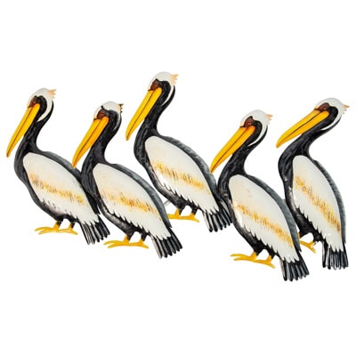 30 3/4 Inches Wide x 15 3/4 Inches High Five Pelicans Wall Decor