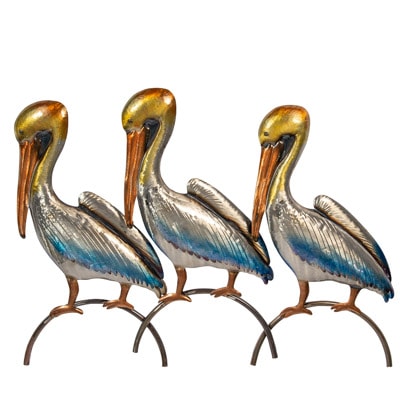 26 Inches Wide x 19 1/4 Inches High Three Pelicans Wall Decor