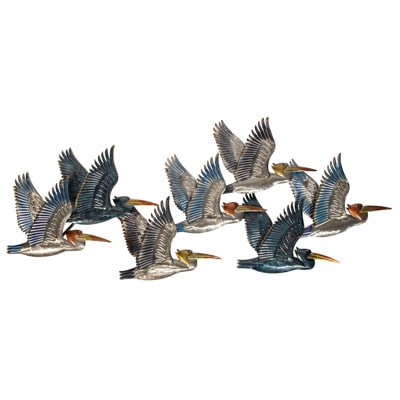 45 1/4 Inches Wide x 20 Inches High Seven Flying Pelicans Wall Decor