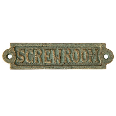 Verdigris Screw Room Plaque