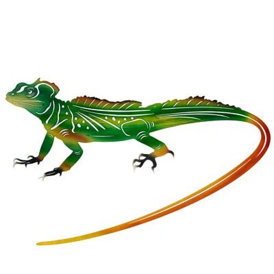 30 3/4 Inches Wide x 20 1/2 Inches High Powder Coated Laser Cut Metal Wall Iguana