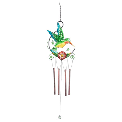 Metal and Glass Hummingbird Wind Chime