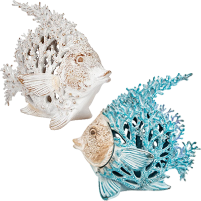 11 Inches High x 10 Inches Wide Assorted Coral-Look Fish