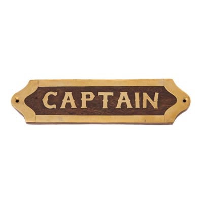 Wood and Brass Captain Plaque