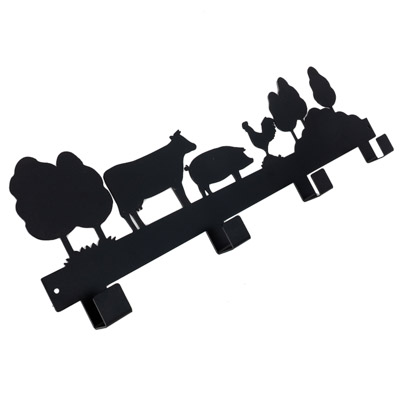 15 3/4 Inches Wide Metal Farm Scene Wall Hooks