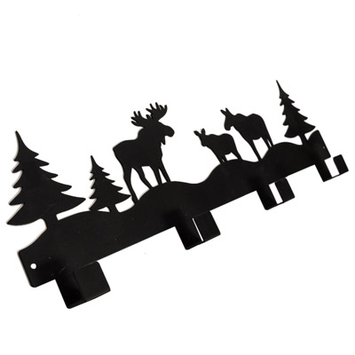 15 3/4 Inches Wide Metal Moose Family Wall Hooks
