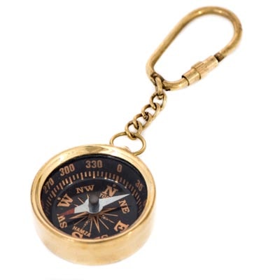 Brass Compass Key Ring