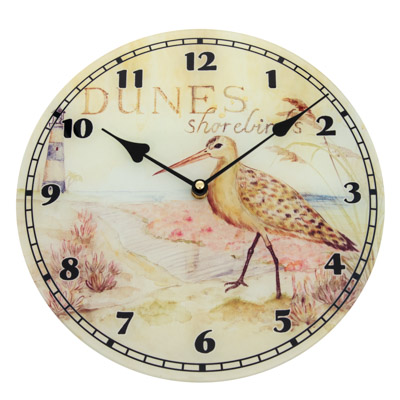 Dunes Shorebirds Glass Wall Clock