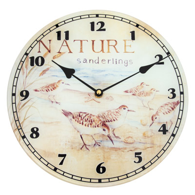 Nature Sanderlings Glass Wall Clock