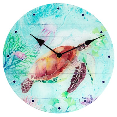 11 3/4 Inches Wide Sea Turtle Clock
