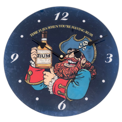 11 3/4 Inches Diameter Pirate and Rum Wall Clock